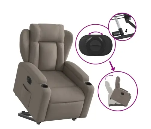 Elektrinis Atsistojantis Atlošiamas Krėslas, Taupe, Audinys