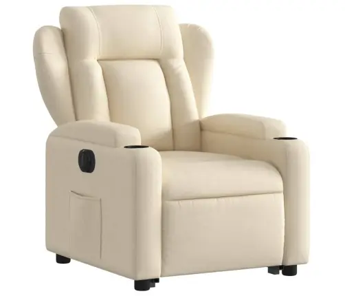 Elektrisks Atpūtas Krēsls, Paceļams/Atgāžams, Krēmkrāsas Audums Vidaxl