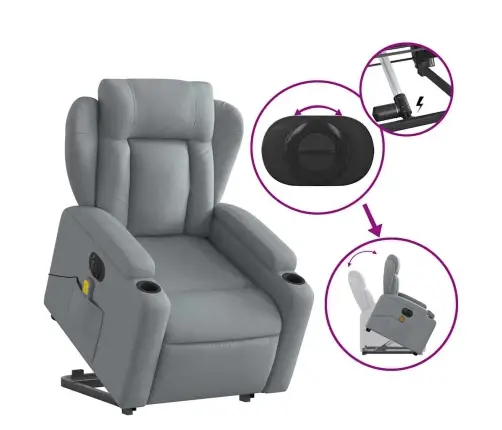 Atsistojantis Masažinis Krėslas, Šviesiai Pilkas, Audinys Atsistojantis Masažinis Krėslas, Šviesiai Pilkas, Audinys