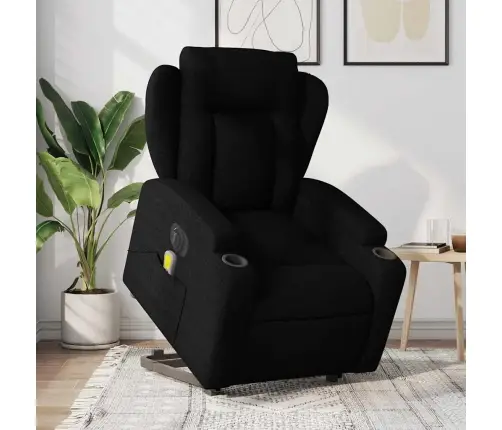 Elektrisks Masāžas Krēsls, Paceļams, Atgāžams, Melns Audums Vidaxl