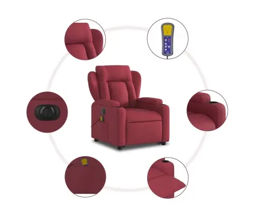 Elektriline Püstitõusmist Toetav Massaažitool, Veinipunane