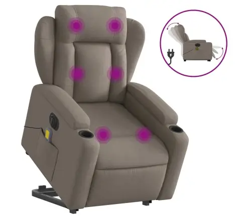 Elektrisks Masāžas Krēsls, Paceļams, Pelēkbrūns Audums Vidaxl