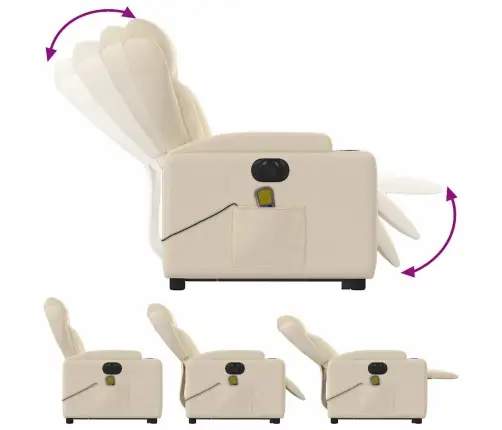 Elektrisks Masāžas Krēsls, Paceļams, Krēmkrāsas Audums Vidaxl