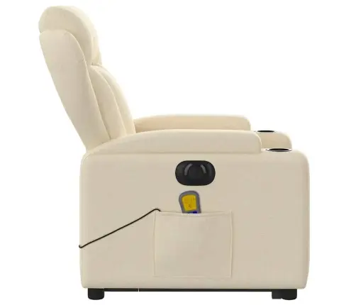Elektrisks Masāžas Krēsls, Paceļams, Krēmkrāsas Audums Vidaxl