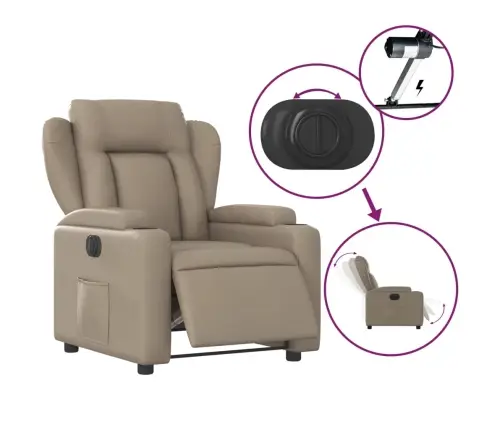 Elektrinis Atlošiamas Krėslas, Kapučino Spalvos, Dirbtinė Oda