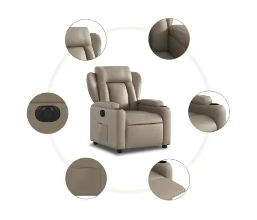 Elektrinis Atlošiamas Krėslas, Kapučino Spalvos, Dirbtinė Oda