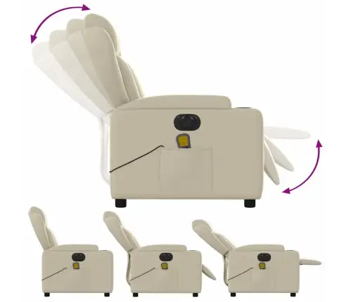 Elektrisks Masāžas Krēsls, Atgāžams, Krēmkrāsas Mākslīgā Āda Vidaxl