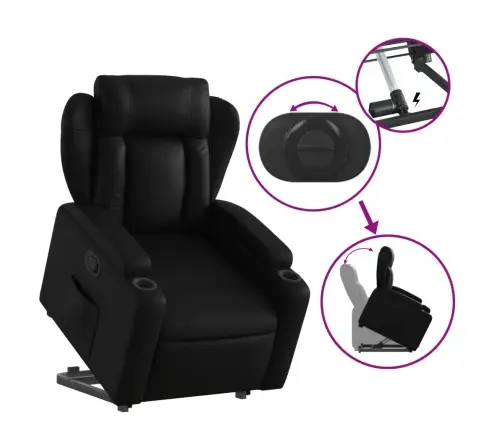 Püsti Tõusmist Toetav Tugitool, Must, Kunstnahk