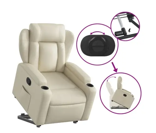 Püsti Tõusmist Toetav Tugitool, Kreemjas, Kunstnahk