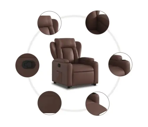 Atpūtas Krēsls, Paceļams, Atgāžams, Brūna Mākslīgā Āda Vidaxl