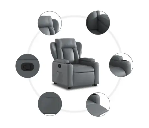 Atsistojantis Atlošiamas Krėslas, Pilkos Spalvos, Dirbtinė Oda