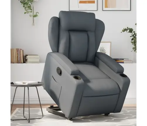 Atsistojantis Atlošiamas Krėslas, Pilkos Spalvos, Dirbtinė Oda