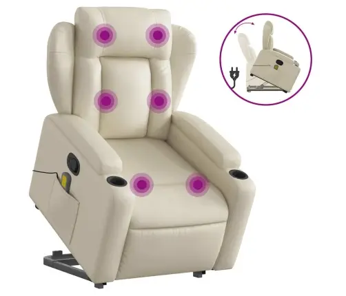 Püstitõusmist Toetav Massaažitool, Kreemjas, Kunstnahk