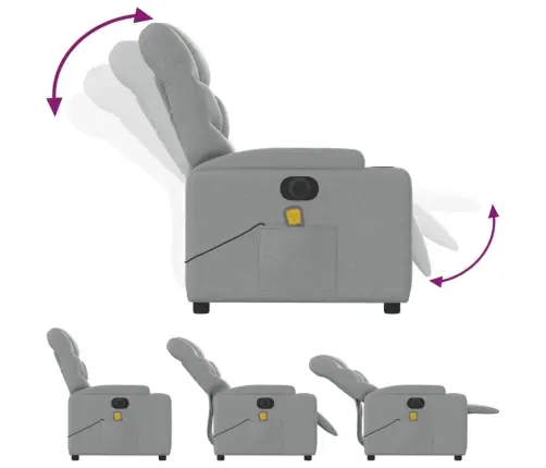 Elektrisks Masāžas Krēsls, Atgāžams, Gaiši Pelēks Audums Vidaxl