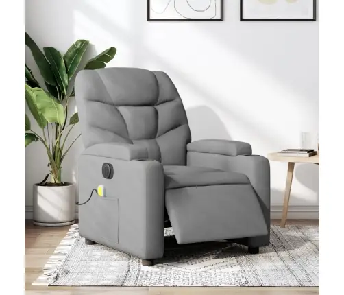 Elektrisks Masāžas Krēsls, Atgāžams, Gaiši Pelēks Audums Vidaxl