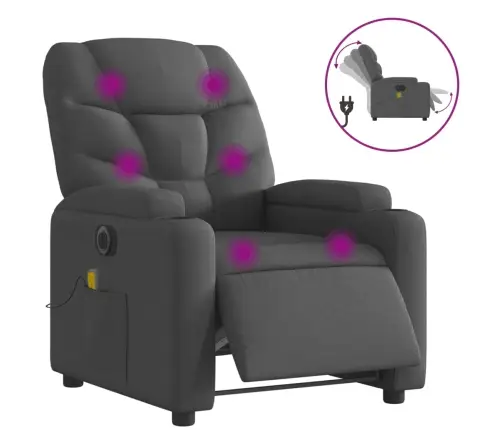 Elektrisks Masāžas Krēsls, Atgāžams, Tumši Pelēks Audums Vidaxl