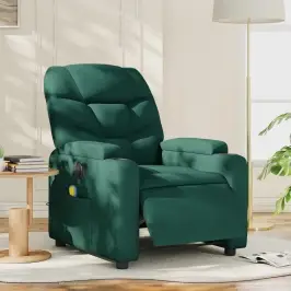 Elektrisks Masāžas Krēsls, Atgāžams, Tumši Zaļš Audums Vidaxl