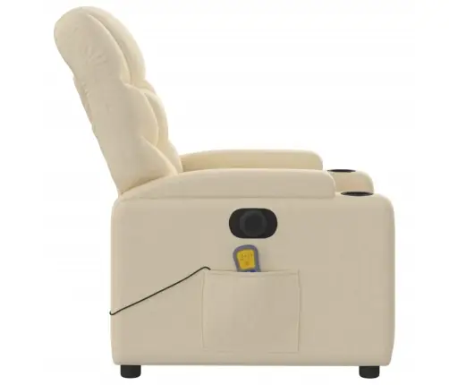 Elektrisks Masāžas Krēsls, Atgāžams, Krēmkrāsas Audums Vidaxl