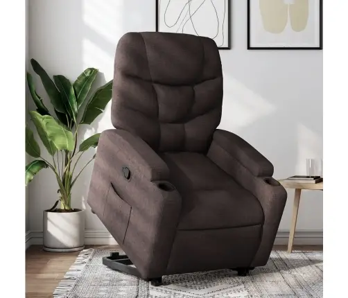 Atpūtas Krēsls, Paceļams, Atgāžams, Tumši Brūns Audums Vidaxl