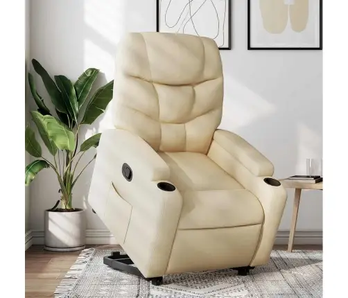 Atpūtas Krēsls, Paceļams, Atgāžams, Krēmkrāsas Audums Vidaxl
