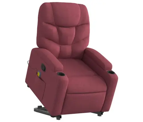 Masāžas Krēsls, Paceļams, Atgāžams, Vīnsarkans Audums Vidaxl