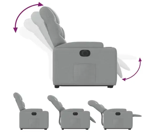 Elektrisks Atpūtas Krēsls Paceļams/Atgāžams Gaiši Pelēks Audums Vidaxl