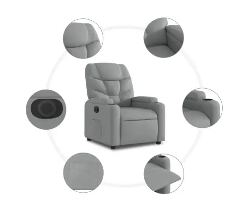 Elektrisks Atpūtas Krēsls Paceļams/Atgāžams Gaiši Pelēks Audums Vidaxl