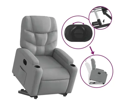 Elektrisks Atpūtas Krēsls Paceļams/Atgāžams Gaiši Pelēks Audums Vidaxl