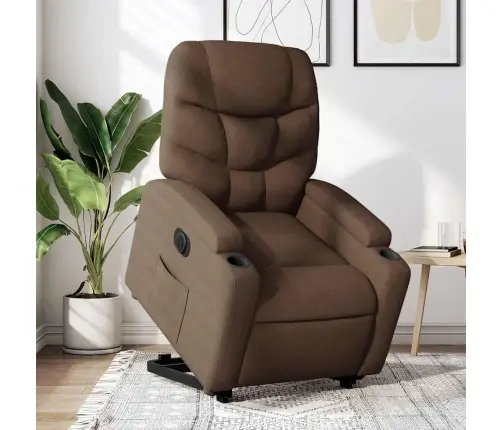 Elektrisks Atpūtas Krēsls, Paceļams, Atgāžams, Brūns Audums Vidaxl