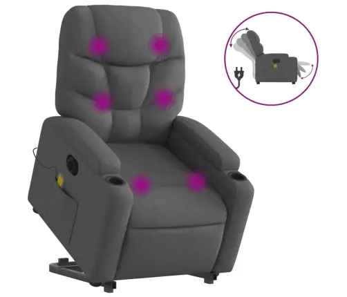 Elektrisks Masāžas Krēsls, Paceļams, Atgāžams, Pelēks Audums Vidaxl Elektrisks Masāžas Krēsls, Paceļams, Atgāžams, Pelēks Audums Vidaxl