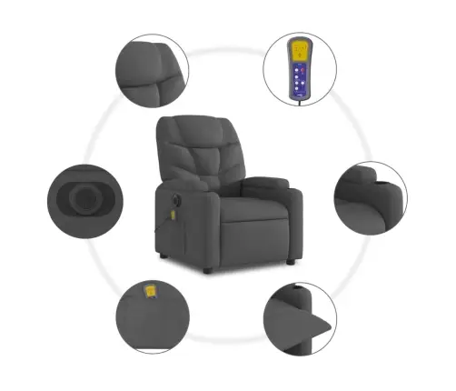 Elektrisks Masāžas Krēsls, Paceļams, Atgāžams, Pelēks Audums Vidaxl Elektrisks Masāžas Krēsls, Paceļams, Atgāžams, Pelēks Audums Vidaxl