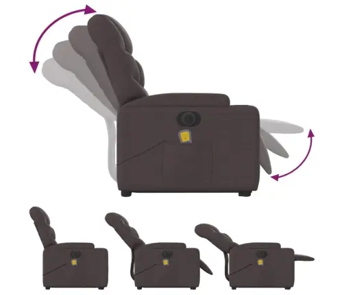 Elektrisks Masāžas Krēsls, Paceļams, Atgāžams, Brūns Audums Vidaxl