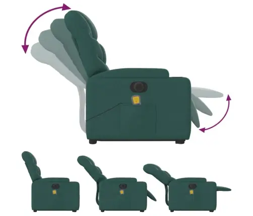 Atsistojantis Masažinis Krėslas, Tamsiai Žalias, Audinys