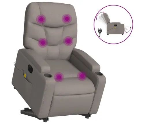 Elektrisks Masāžas Krēsls, Paceļams, Pelēkbrūns Audums Vidaxl