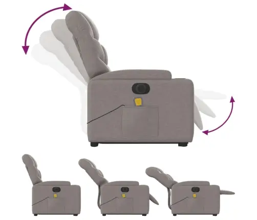 Elektrisks Masāžas Krēsls, Paceļams, Pelēkbrūns Audums Vidaxl