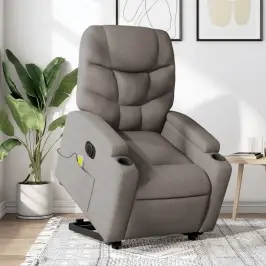 Atsistojantis Elektrinis Masažinis Krėslas, Taupe, Audinys