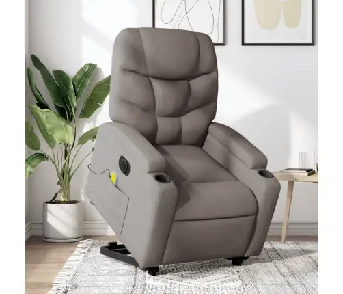 Elektrisks Masāžas Krēsls, Paceļams, Pelēkbrūns Audums Vidaxl
