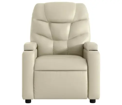 Elektrinis Atlošiamas Masažinis Krėslas, Kreminis, Dirbtinė Oda