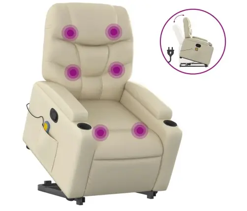 Masāžas Krēsls, Paceļams, Atgāžams, Krēmkrāsas Mākslīgā Āda Vidaxl Masāžas Krēsls, Paceļams, Atgāžams, Krēmkrāsas Mākslīgā Āda Vidaxl