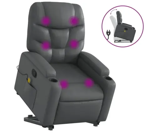 Püstitõusmist Toetav Massaažitool, Hall, Kunstnahk