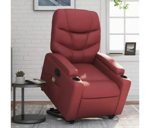 Püstitõusmist Toetav Massaažitool, Veinipunane, Kunstnahk