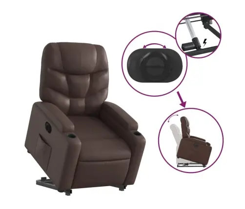 Atsistojantis Elektrinis Krėslas, Rudas, Dirbtinė Oda Atsistojantis Elektrinis Krėslas, Rudas, Dirbtinė Oda