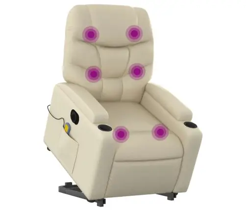 Elektrisks Masāžas Krēsls, Paceļams, Krēmkrāsas Mākslīgā Āda Vidaxl