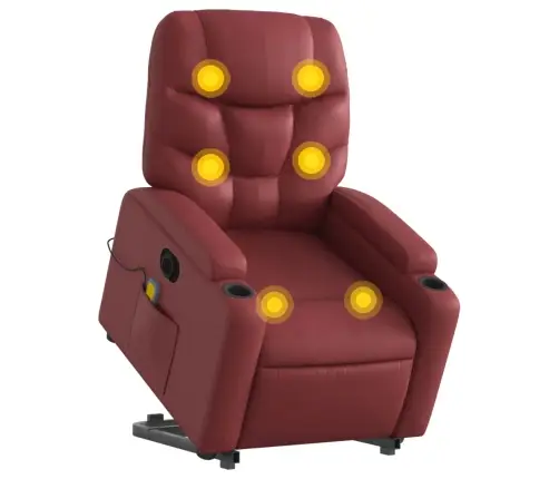 Elektrisks Masāžas Krēsls, Paceļams, Vīnsarkana Mākslīgā Āda Vidaxl