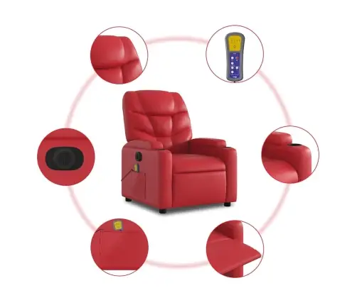 Elektrisks Masāžas Krēsls, Paceļams, Sarkana Mākslīgā Āda Vidaxl Elektrisks Masāžas Krēsls, Paceļams, Sarkana Mākslīgā Āda Vidaxl