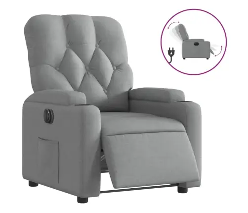 Elektrinis Atlošiamas Krėslas, Šviesiai Pilkos Spalvos, Audinys