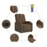 Elektrisks Masāžas Krēsls, Atgāžams, Brūns Audums Vidaxl