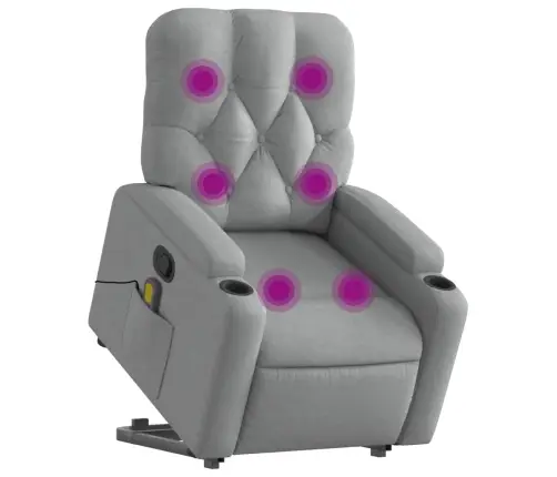 Masāžas Krēsls, Paceļams, Atgāžams, Gaiši Pelēks Audums Vidaxl