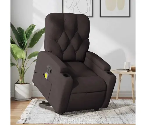 Masāžas Krēsls, Paceļams, Atgāžams, Tumši Brūns Audums Vidaxl