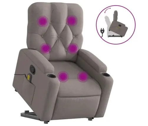 Masāžas Krēsls, Paceļams, Pelēkbrūns Audums Vidaxl